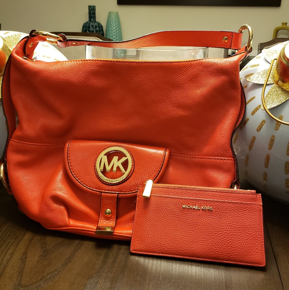 Michael Kors Fulton Large Purse and Slim Card Case Wallet